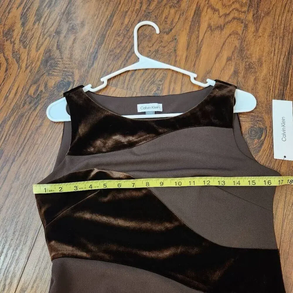 Calvin Klein Chocolate Brown Velvet Swirl Sheath Dress Size 4